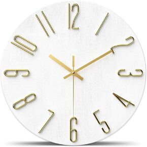 Wall Clock,Battery Operated,Modern Minimalist Design for Living Room, Office, Kitchen, Bedroom, and Bathroom - Silent Non-Ticking, Stylish, and Perfect for Any Room - White, 12 Inch