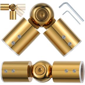 2 Pcs Corner Curtain Rod Connector, Heavy Duty, Adjustable, Gold, Stainless Steel, For 1 Inch Rod, Curtain Rod Corner Connector For Windows, Bay Windows, Blinds