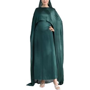 هانيميلي ساتان ساتان الساتين ساتين سهرة مع كيب القابل للإزالة طويلة الأكمام الطويلة الفستان maxi abaya الأنيقة لحفلات الزفاف العيد حفلة موسيقية