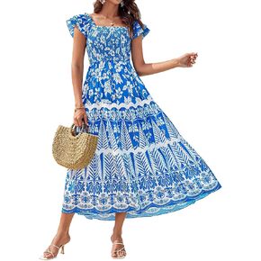 GRACE KARIN Women's Summer Sleeveless Wedding Guest Dress Square Neck Formal Maxi Dress with Pocket