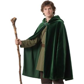 Joukavor Lord of The Rings Hobbit Cloak with LOTR Leaf Brooch