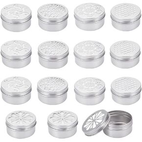 Benecreat 15 Pack 2.8 أوقية علب الألومنيوم مع غطاء جوفاء ، 5 طراز قابلة لإعادة تعبئة غطاء الجرار مستديرة العينة لتجميل التجميل ، العطرية ، معطر الهواء ، شموع ، تخزين السفر ، الخرز