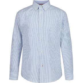Tommy Hilfiger Boys' Long Sleeve Patterned Dress Shirt, Collared Button-Down Style with Cuffs & Shirttail Hem