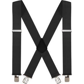 Suspenders for Men with Heavy Duty Clip, 2" Wide Men's Suspenders for Work X-Back Suspenders Ideal for Seniors Fathers Husbands (Black)