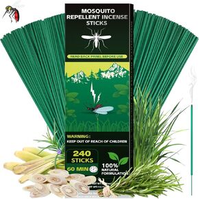 Mosquito Repellent Outdoor Patio, 240 PCS Citronella Oil Mosquito Incense Sticks Indoor Home Pet Family Safe
