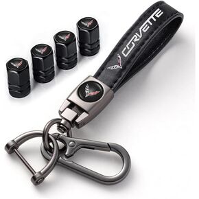 Combo of Car Tire Valve Caps+Car Key Chain Cars for Corvette C1 C2 C3 C4 C5 C6 C7 C8 Racing 1LT 2LT 3LT, 4pcs Car Tire Dust Caps&Car Keychain Accessories
