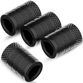 Tire Valve Stem Caps – 4 Packs Tire Air Cap Metal, Anodized Aluminum Tire Valve Cap Set for Car Truck Motorcycle SUV and Bike, Black