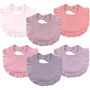 Baby Muslin Pibs ، 6 PCS Drool Bandana Bibs for Baby Girls Drooling and Leghith ، و Soft and Extorbent Cotton for Newborn