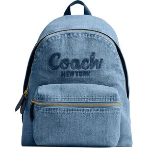 حقيبة ظهر للسيدات من Coach Women في الجلود والدينيم ، B4/Indigo ، مقاس واحد