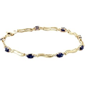 Galaxy Gold GG 2.01 Carat 14k Solid Gold Tennis Bracelet Diamond Sapphire