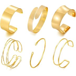 BROCC 6PCS Arm Cuff Jewelry for Women Upper Arm Cuff Bangle Minimalist Arm Cuff Bracelet Adjustable Coil Armband Set in Kuwait