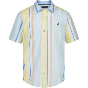 Nautica Boys' Short Sleeve Woven Button-Down Shirt. Light Weight & Breathable