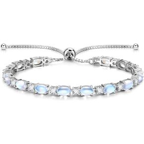 FANCIME Birthstone Tennis Bracelets Sterling Silver Bolo Tennis Bracelets Charm Fine Jewelry Birthday Gifts for Women Mom Wife Her