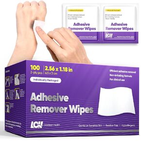 100 CT Adhesive Remover Wipes – Sting-Free & Gentle – Skin Adhesive Remover for Sensitive Skin – 2 Ply 2.56x1.18in (6.5x3cm) – Medical Adhesive Remover for Bandage, Tape, Dressings, and Ostomy Residue