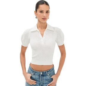 alice + olivia Women's Ramona Pointelle Polo