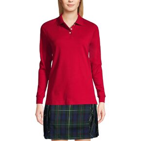 Lands' End School Uniform Women's Long Sleeve Feminine Fit Interlock Polo Shirt