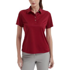 Idtswch Women's Polo Shirts UPF 50+ Casual Work Quick Dry 4 Buttons Short Sleeve Collared Golf Shirt XS-3XL