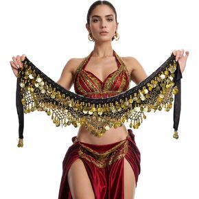 بطن الرقص الورك وشاح العملات الأزياء عملة التنورة العملة مع عملات ذهبية للنساء