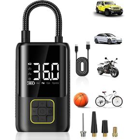 Tire Inflator Portable Air Compressor, 150 PSI Air Pump for Car Tires, One Click Smart Air Pump Tire Inflator for Car, Motorcycle, Bicycle and More with Tire Pressure Gauge