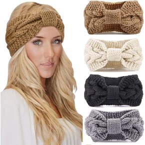 DRESHOW Knit Crochet Headband for Women Ear Warmer Soft Turban Stretch Warmer Headbands Winter Fashion Head Wrap