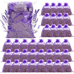 36 Pack Dried Lavender Sachets Bag, 100% Natural Dried French Lavender Buds Long-Lasting Fragrance for Closets, Drawers, Homes