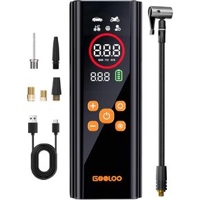 GOOLOO AP150 PRO PRO TRAIN SPORMATION ضاغط الهواء المحمول ، شاشة LED ألوان واجهة المستخدم الترقية ومضخة الهواء إطارات أسرع 4x مع مقياس ضغط الإطارات ، مضخة إطارات كهربائية 12 فولت مع إغلاق السيارات والدراجة والكرة