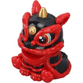 Wake Lion Ornament الصينية الاستيقاظ للأسد الإيماءة الشرقية الإيماء الآسيوي يجلب الحلي الشرق الأقصى الزخرفية التي تعمل بالطاقة (أسود)