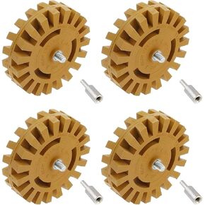 4pcs مجموعة أدوات العجلات مزيل العجلة ، مرفق تدريبات طاقة مطاطية 4 بوصة مع محول لإزالة لاصق السيارة ، pinstripe ، ملصق ، فينيل.