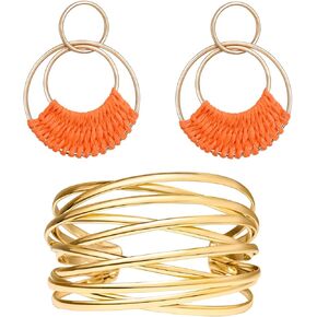 أقراط Raffia Hoop وملتوية الكفة