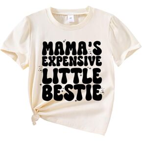Toddler Girl Clothes - A Piece of Letter Graphic Print Short Sleeve - Little Girl Summer T Shirt Size 3~7T