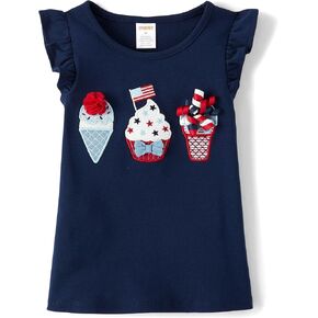 Gymboree Girls' and Toddler Short Sleeve Embroidered Ruffle Tops