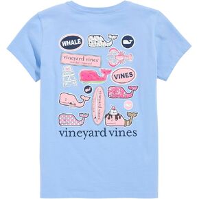 vineyard vines Girls' Whale Stickers Short-Sleeve Pocket Tee