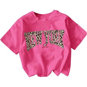 Girl's Graphic Tee Shirt Short Sleeve Round Neck Preppy Casual Trendy Cute Summer Tops