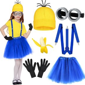Meezy 5 PCS ملحقات زي Cosplay الصفراء للفتيات الصفراء قبعة قبعة توتو الأزرق الحداثيات الأزياء الأزياء
