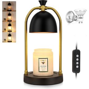 Candle Warmer Lamp with Timer and Dimmer,House Warming Gifts New Home Gift Ideas,Birthday Gifts for Women Mom,Wax Warmer Lamp for Jar Candles with 2 Bulbs(Black)