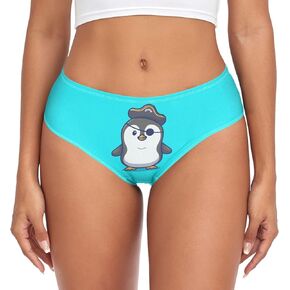 Women's Underwear Brief Breathable Soft Knickers Cute Penguin Wearing Pirate Costume Cartoon X-Large Multi