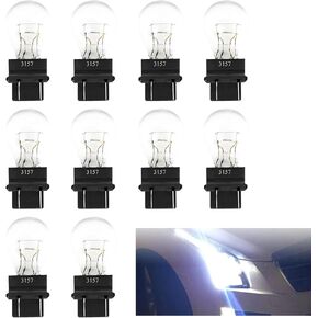 10 PCS 3157 لمبة ضوء التيل ، مركبة مقاومة للماء مركبة مركبة مركبة مركبة الإشارة ، Universal 12V 21/5W بدائل ضوء الفرامل السيارات لسيارة SUV شاحنة (ضوء أبيض)