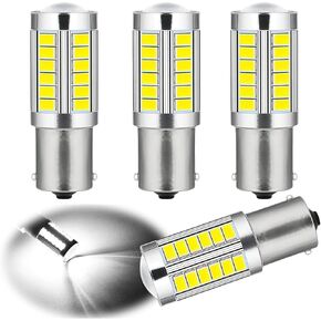 4 PCS Car 1156 LED Turn Signal, 360°Large-area Light Panel High Condenser Reversing Light with Lens, Intelligent Drive Strong Heat Dissipation Light Bulb Replacement, Universal for Car (White)