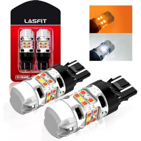 LASFIT T3 7443 Switchback LED لمبة Toyota Camry SE/LE/TRD/L 2018-2025 ، 2025 SE/LE 7444 LED الإشارة الأمامية لضوء الإضاءة لضوء السيارات 7444NA بنيت في المقاوم 100 ٪ خالية من العنبر الأبيض (2PC)