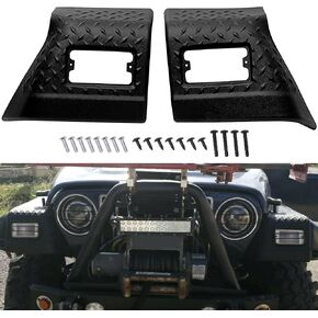 ECOTRIC Front Fender Protector Bug Chip Guards Compatible with 97-06 Jeep Wrangler TJ & Unlimited Replace for 11650.20 Front Body Armor Fender Guards Diamond Textured Black