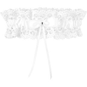 White Garter Belt, Bridal-Garter Wedding Garters for Bride Lace Garter Elegant Bowknot Thigh Garters for Women and Girls Bridal Accessories Wedding Gifts in Saudi Arabia