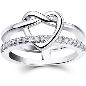 Jo Wisdom 925 Sterling Silver Infinity Love Love Heart Promise Ring بالنسبة لها
