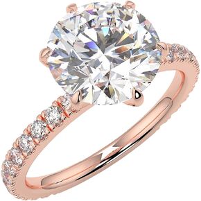 3CT Round Cut Moissanite Solitaire خاتم الخطوبة للنساء 10K/14K/18K أبيض/أصفر/وردي RINGS RINGS CLASSY 6-PRONG BRODT RINGS ، D COLL ، VVS1 Clarity