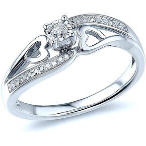 رنين Diamond Promise Diamonds Natural Sterling Silver 1/10 CTTW (H-I Color ، I2-I3 Clarity)