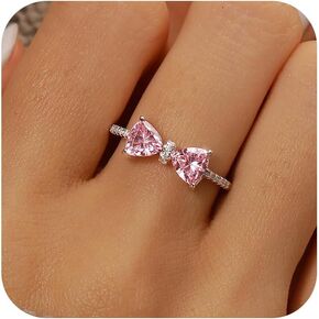 Dainty Bow Rings for Women 925 Sterling Silver Cubic Zirconia Infinity Knot Ring Promise Rings for Her Mother Daughter Friendship Ring Birthday Graduation Gifts