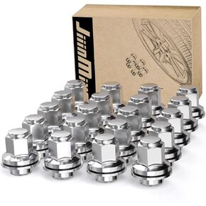 Jiiinmiiin M12x1.5 Toyota Lexus Lug Nuts ، 13/16 "(21mm) Hex Oem Factory Style Chrome Mag Wheel مع غسالة لمجموعة 4Runner Camry Highlander Prius Sienna Lexus CT200H HS250H GS450H من 20PCs