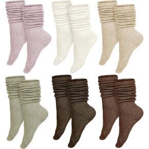 Bencailor 6 أزواج من النساء الجوارب Scrunch Cotton Cotton Boot Long Lond Winter Conged Socks for Woman
