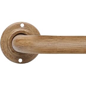 Wood Curtain Rods for Windows: 1 Inch Diameter Heavy Duty Adjustable Curtain Rod 48" to 84", Wood Grain Pattern Blackout Wrap Around Window Rod for Indoor and Outdoor,Room Darkening Drapery Rods