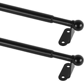KXLife 2 Pack Small Curtain Rod 18-30 Inch, 1/2" Diameter, Cafe Door Curtain Window Rod, Adjustable Drapery Rods with Brackets (Black)