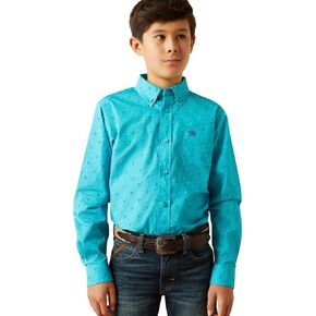 ARIAT Boys Classic Fit Turquoise Shirt